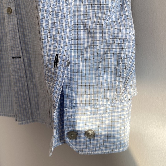 Men shirt J Campbell Los Angeles blue plaid button down long sleeve shirt M - Picture 7 of 13